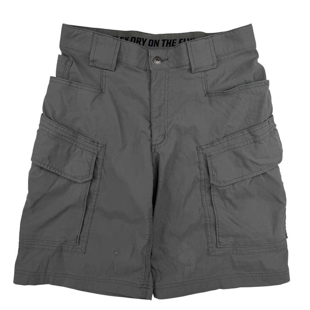 Duluth Dry on the Fly Cargo Shorts Mens 32 Gray Relaxed Fit Flex Hiking Gorpcore